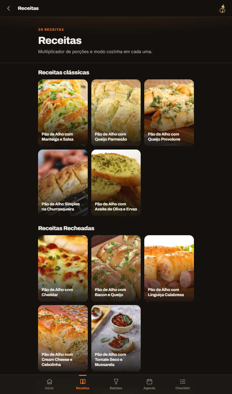 20 receitas de pão de alho e 10 molhos, com foto de cada uma